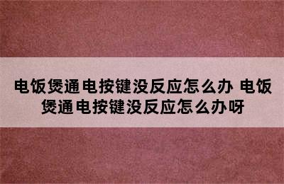 电饭煲通电按键没反应怎么办 电饭煲通电按键没反应怎么办呀